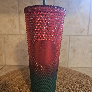 Starbucks Red and Green Textured Tumbler